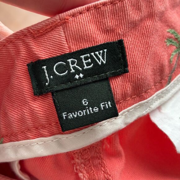 J Crew Women Pants Embroidered Favorite Fit Palm Trees Cotton Coral Size 6 C132 - Picture 8 of 10